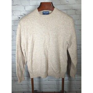 Robert Bruce Sweater Men Size XL Beige Wool Polyester Long Sleeve Crew Neck USA